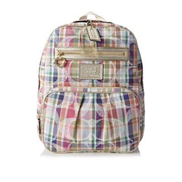 Coach pastel plaid backpack